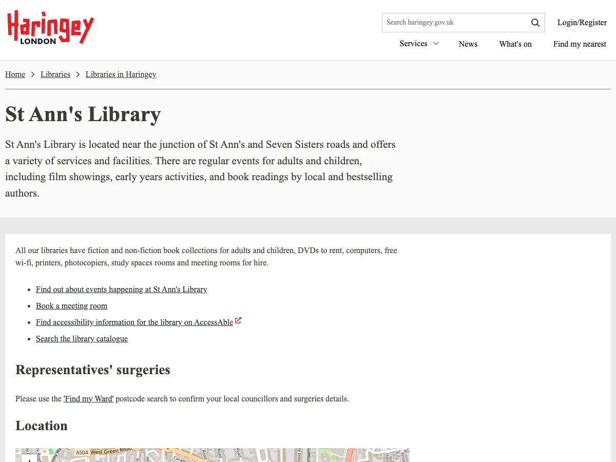 St Ann's Library's website