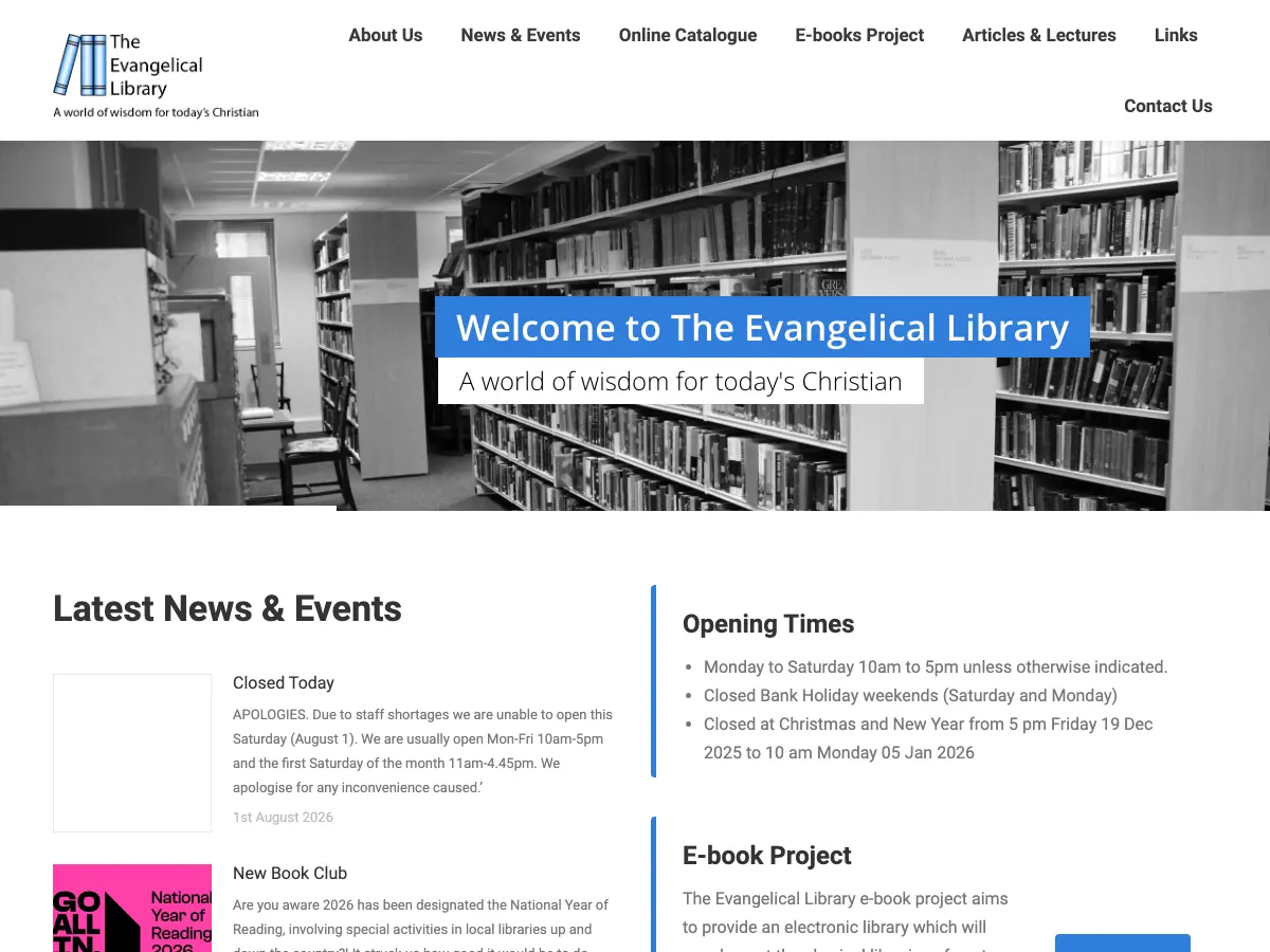 The Evangelical Library's website