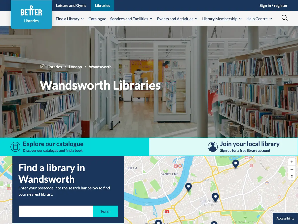 Battersea Library's website