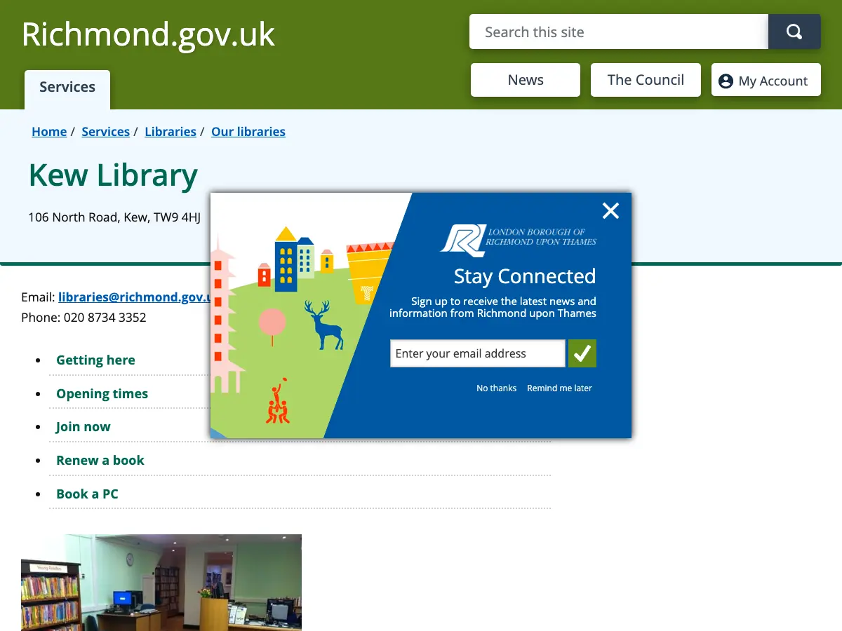 Kew Library's website
