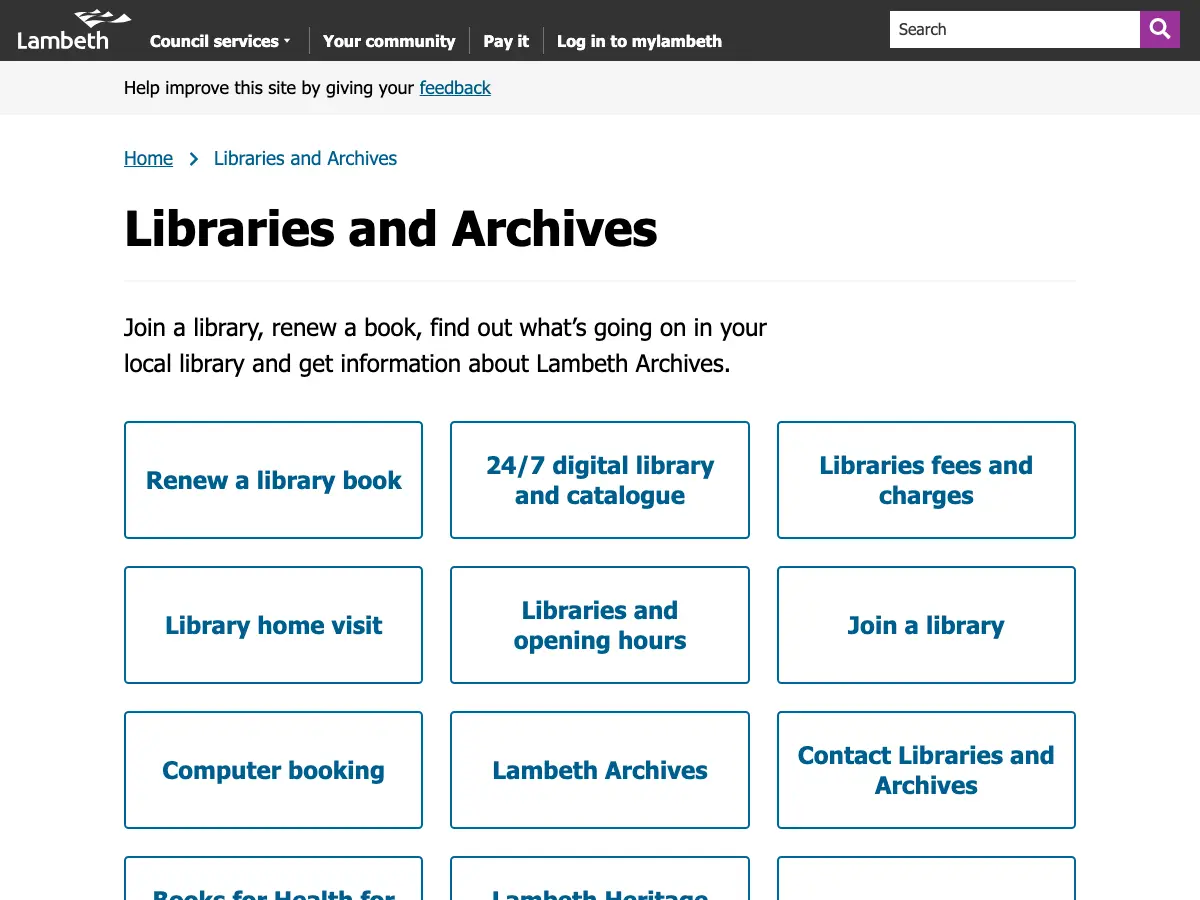 Tate South Lambeth Library's website