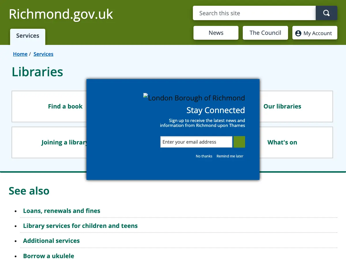 East Sheen Library's website