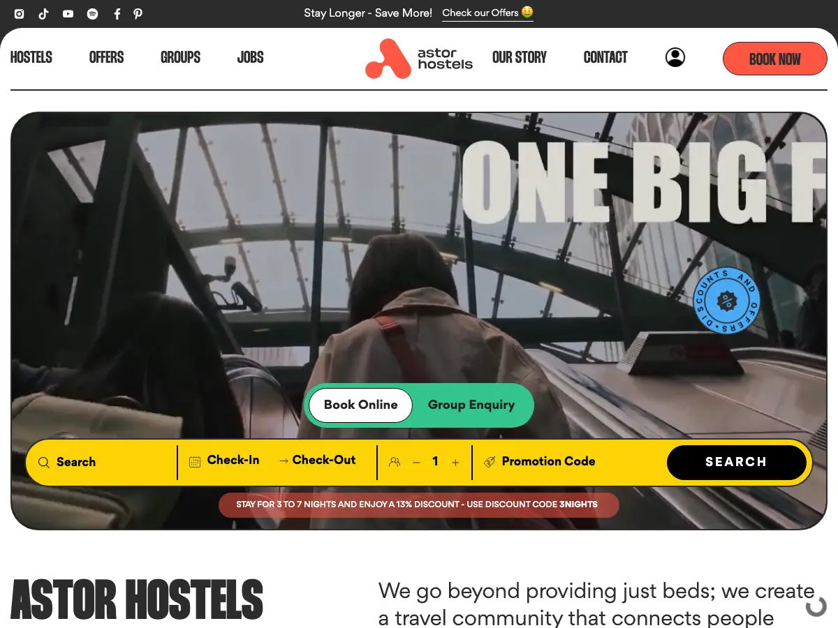 Astor Hyde Park Hostel's website