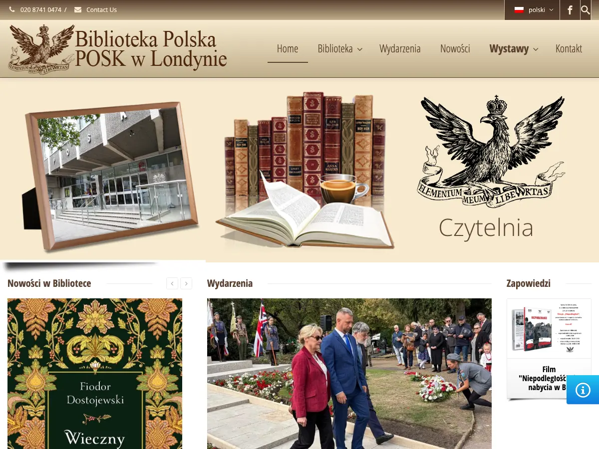 Biblioteka Polska POSK w Londynie's website