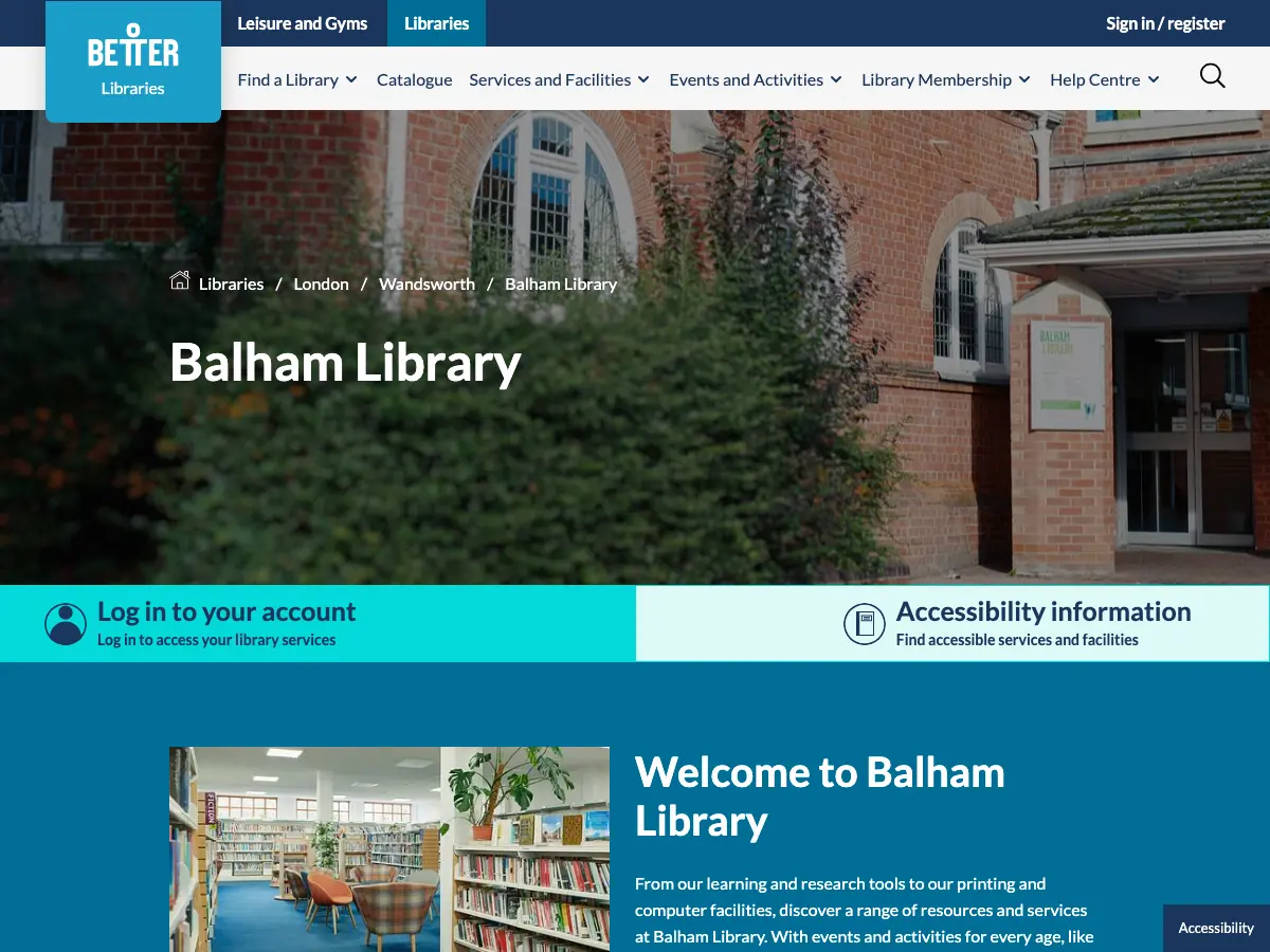 Balham Library's website