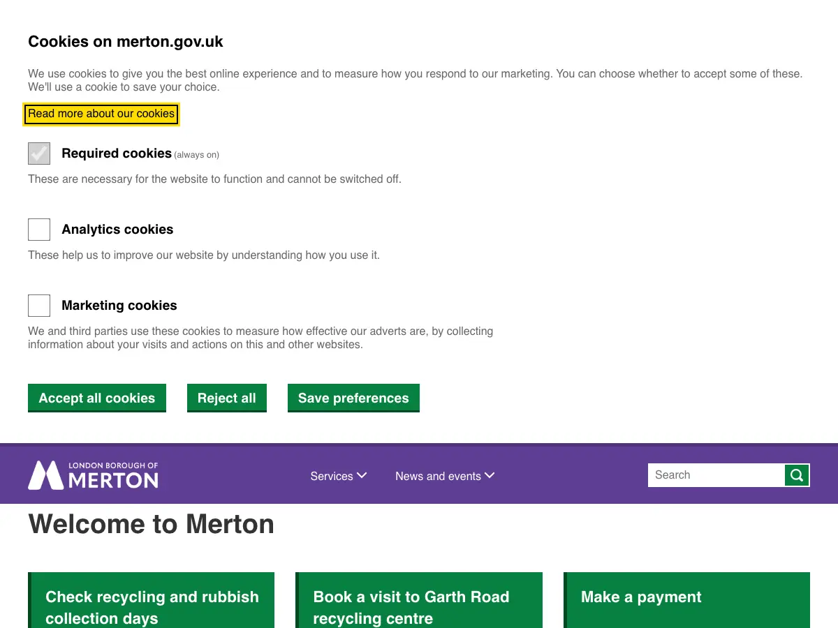 Colliers Wood Library's website