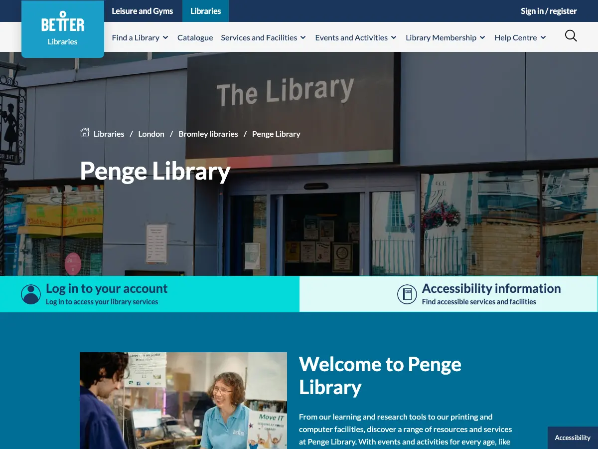 Penge Library's website