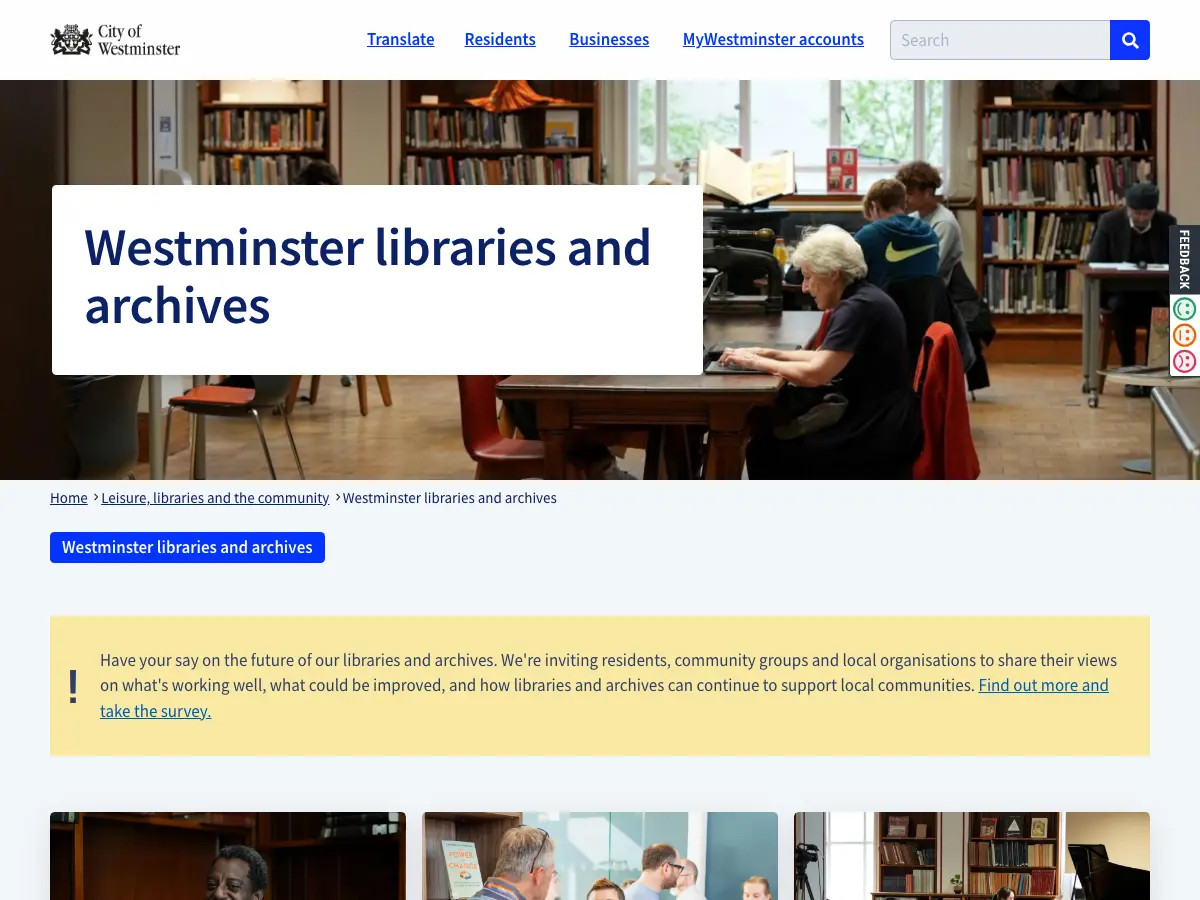Marylebone Library's website