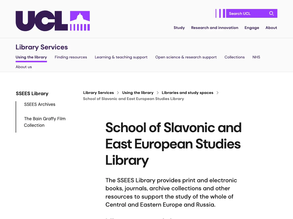 UCL School of Slavonic and East European Studies Library's website