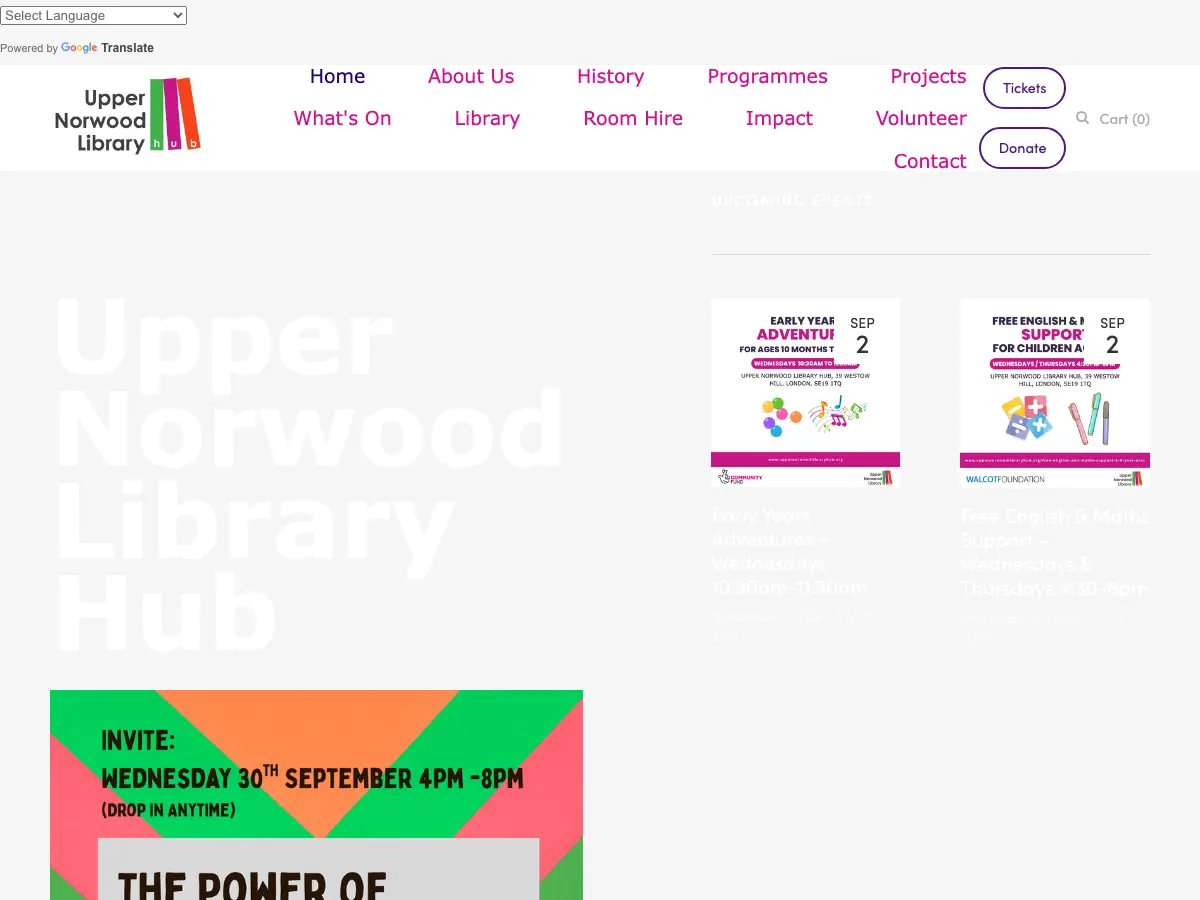 Upper Norwood Library Hub's website