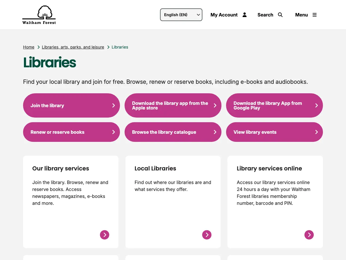 Leytonstone Library's website