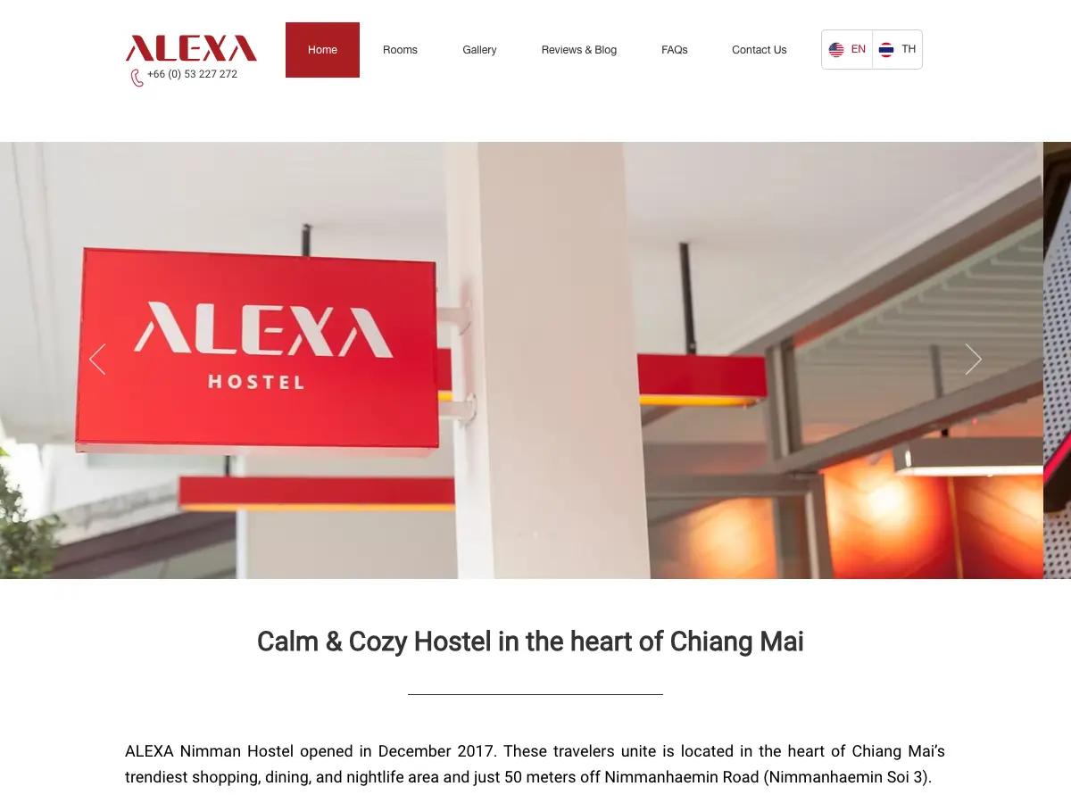 ALEXA Hostel's website