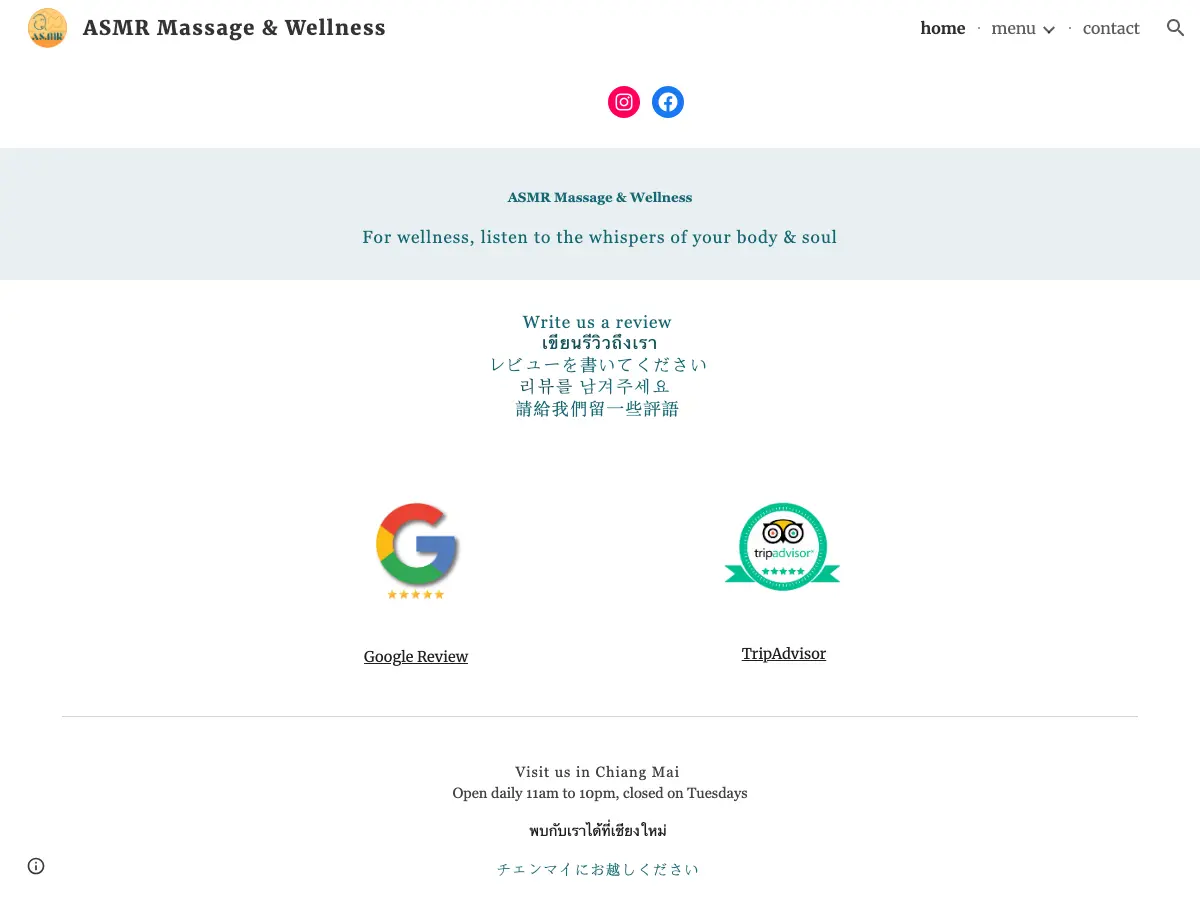 ASMR Cafe & Wellness's website