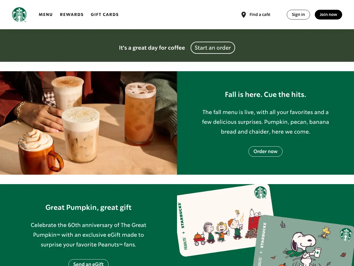Starbucks's website