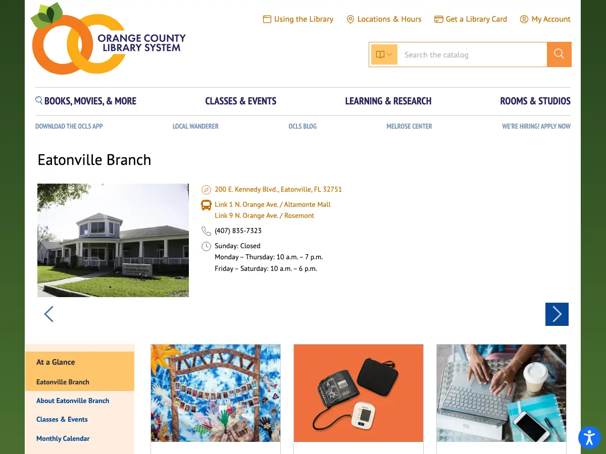 Eatonville Branch Library's website