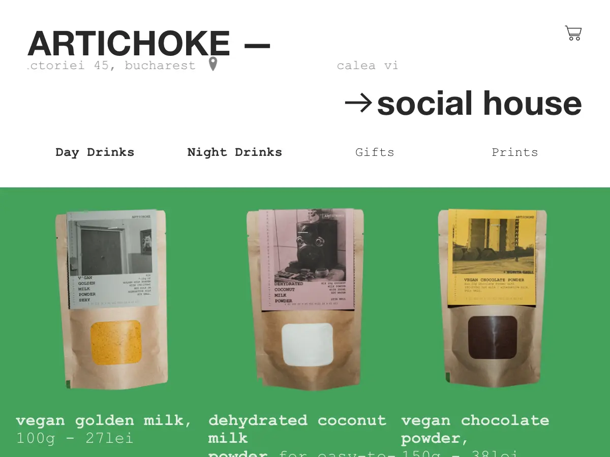 Artichoke Social House's website