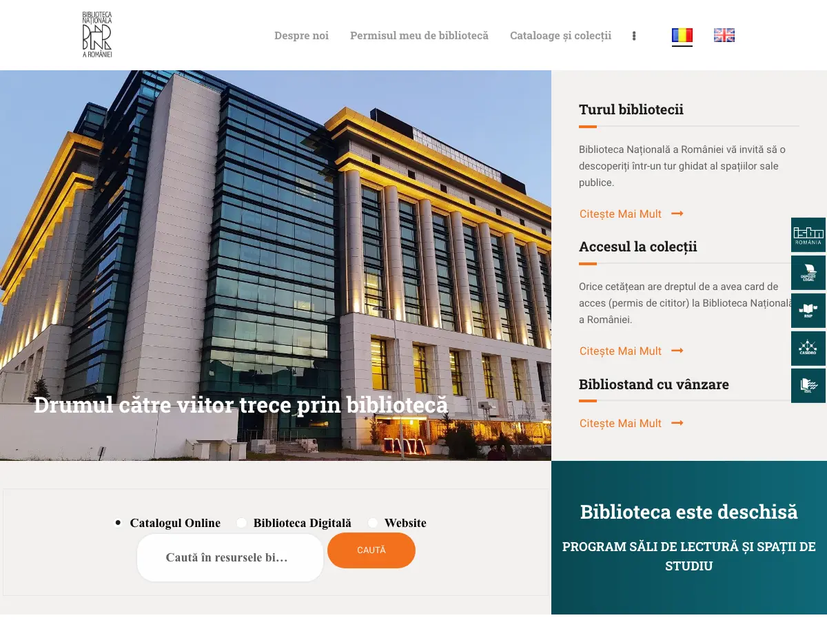 Biblioteca Națională a României's website