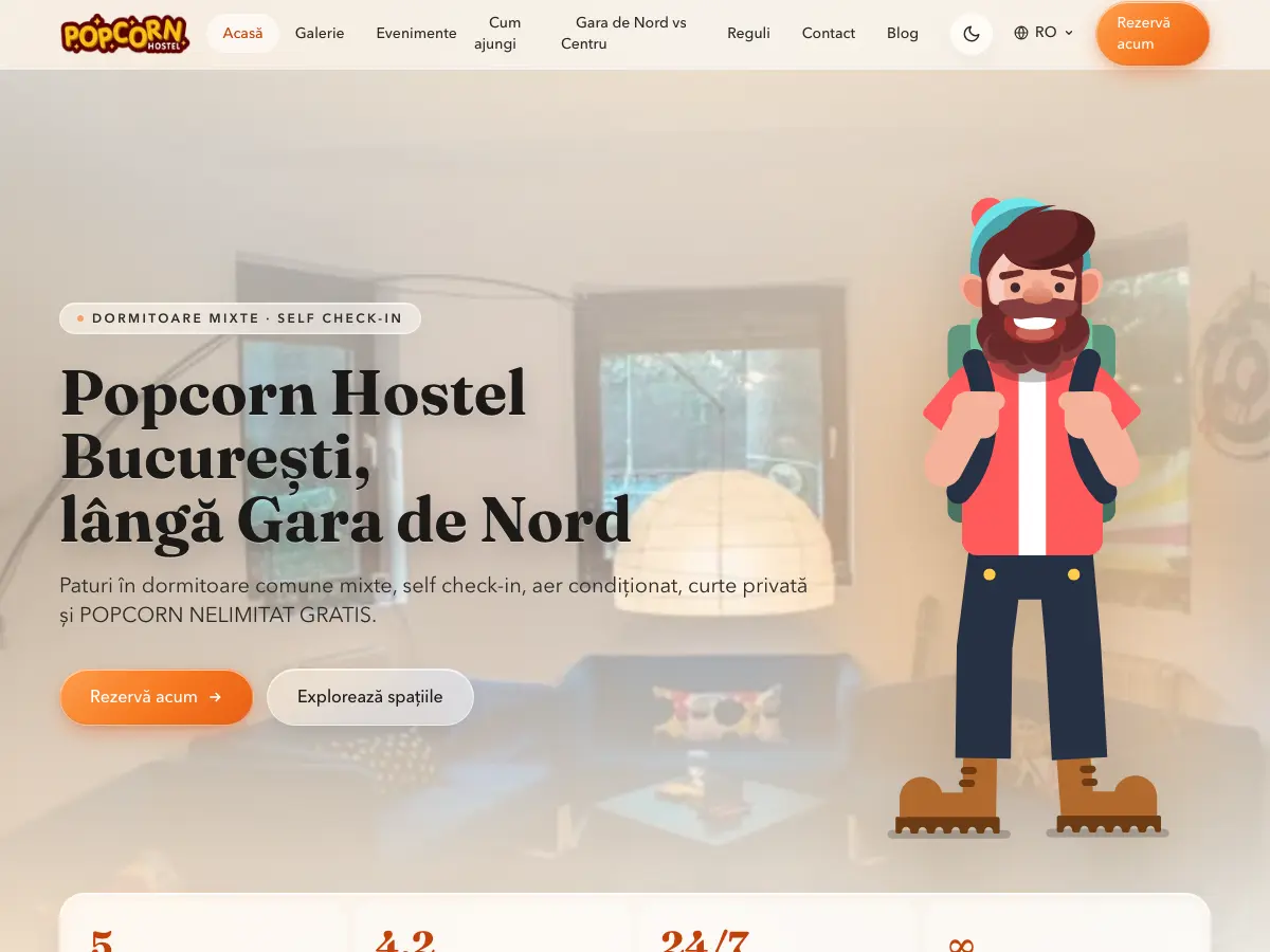 Popcorn Hostel's website