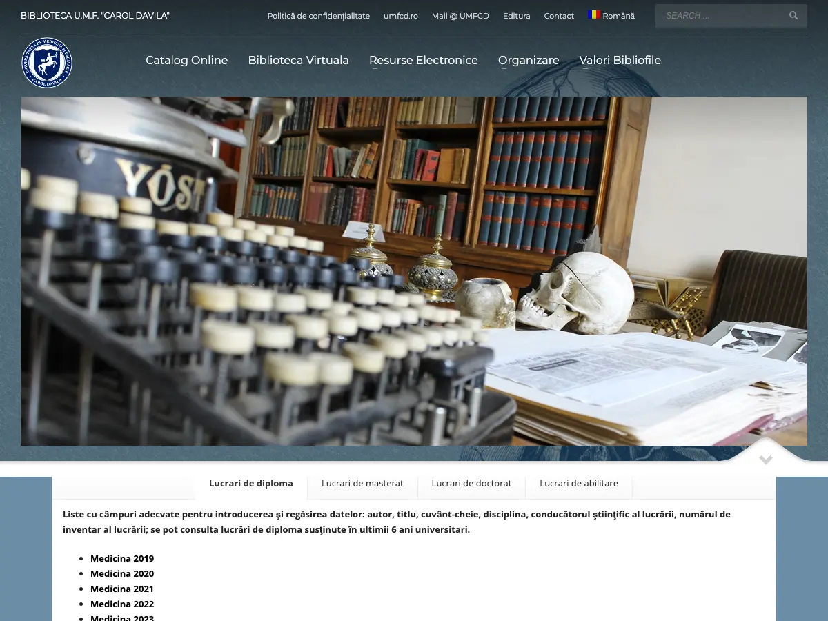 Biblioteca Universitatii de Medicina si Farmacie Carol Davila's website