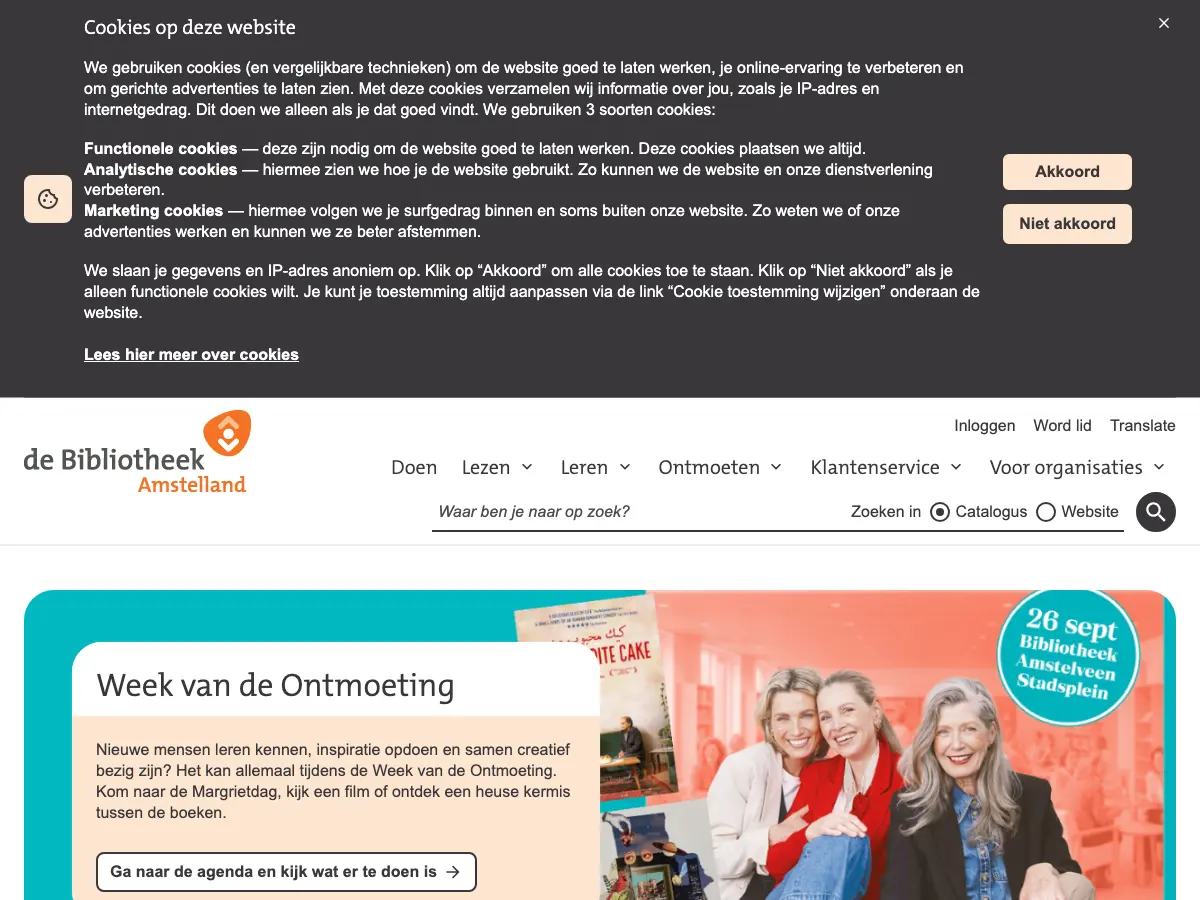 de Bibliotheek Amstelland's website