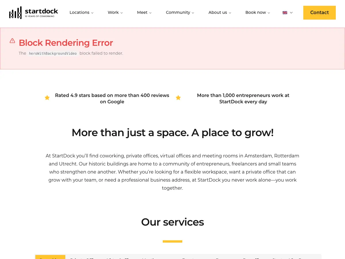 StartDock's website