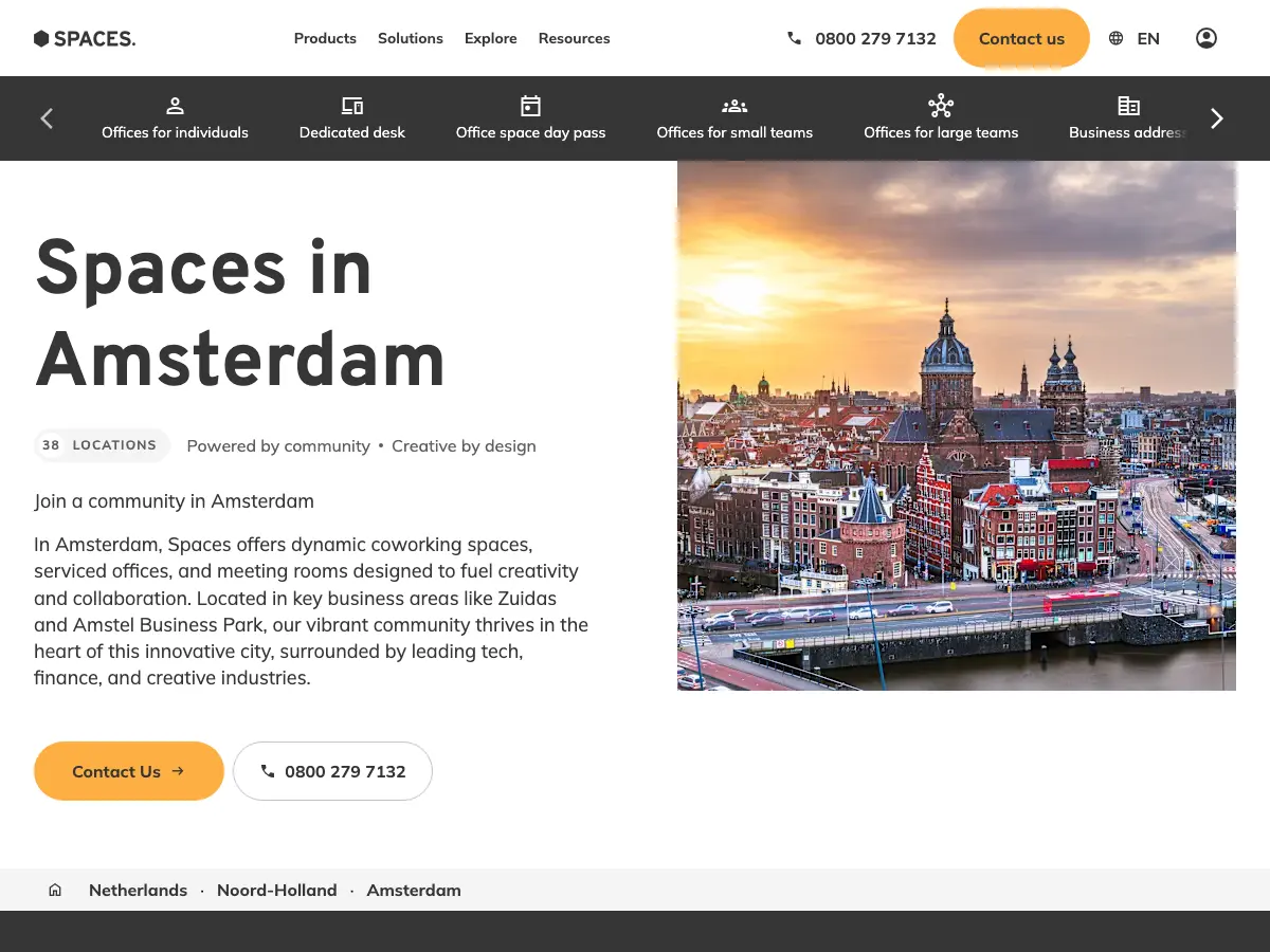Spaces Schiphol Airport's website
