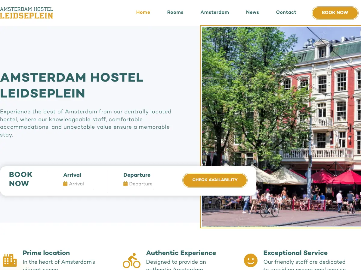 Amsterdam Hostel Leidseplein's website