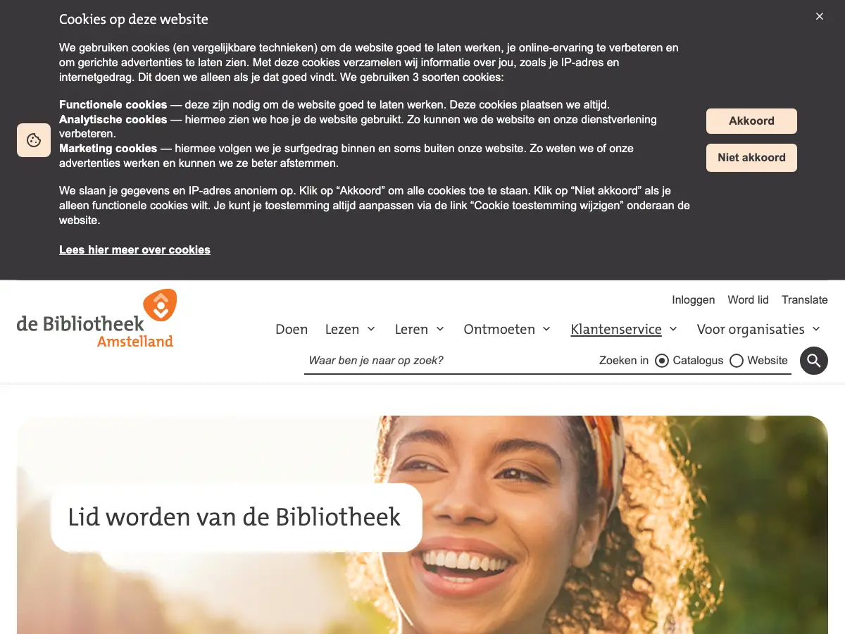 de Bibliotheek Amstelland's website