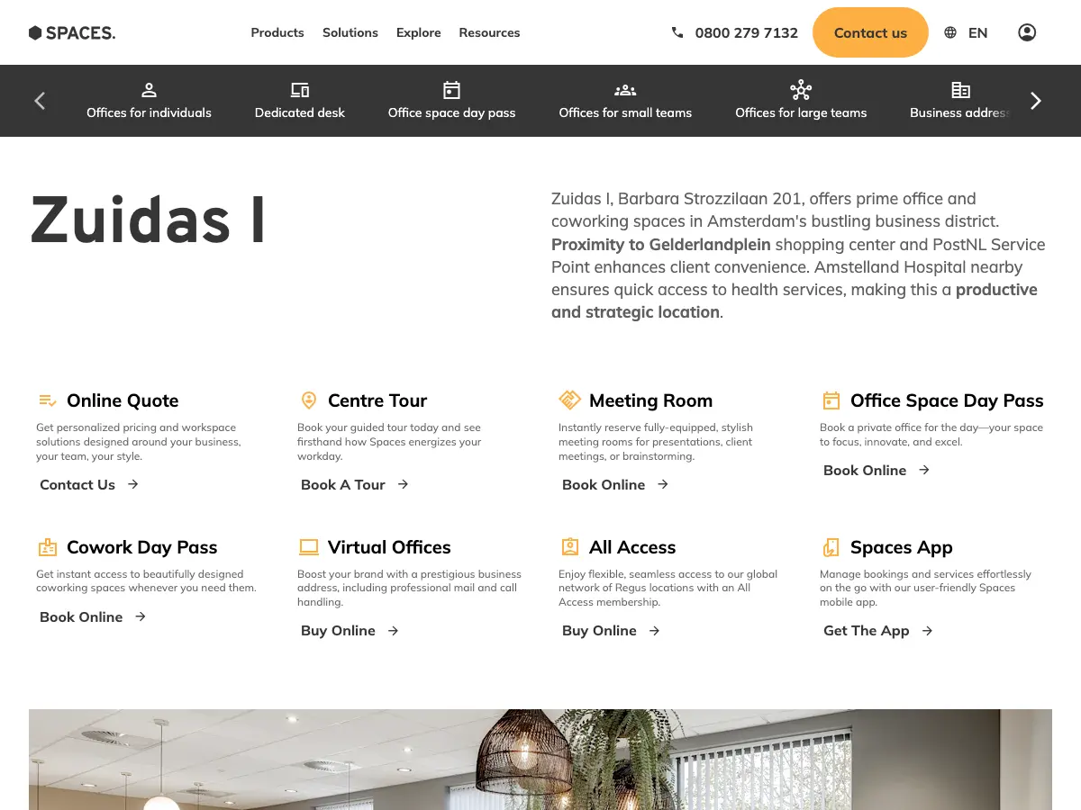 Spaces Zuidas's website