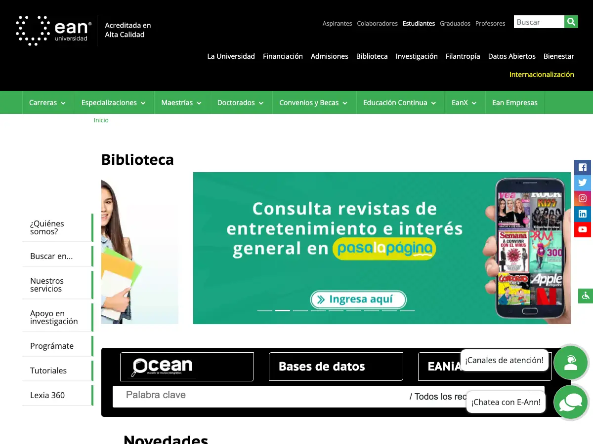Biblioteca Hildebrando Perico Afanador's website