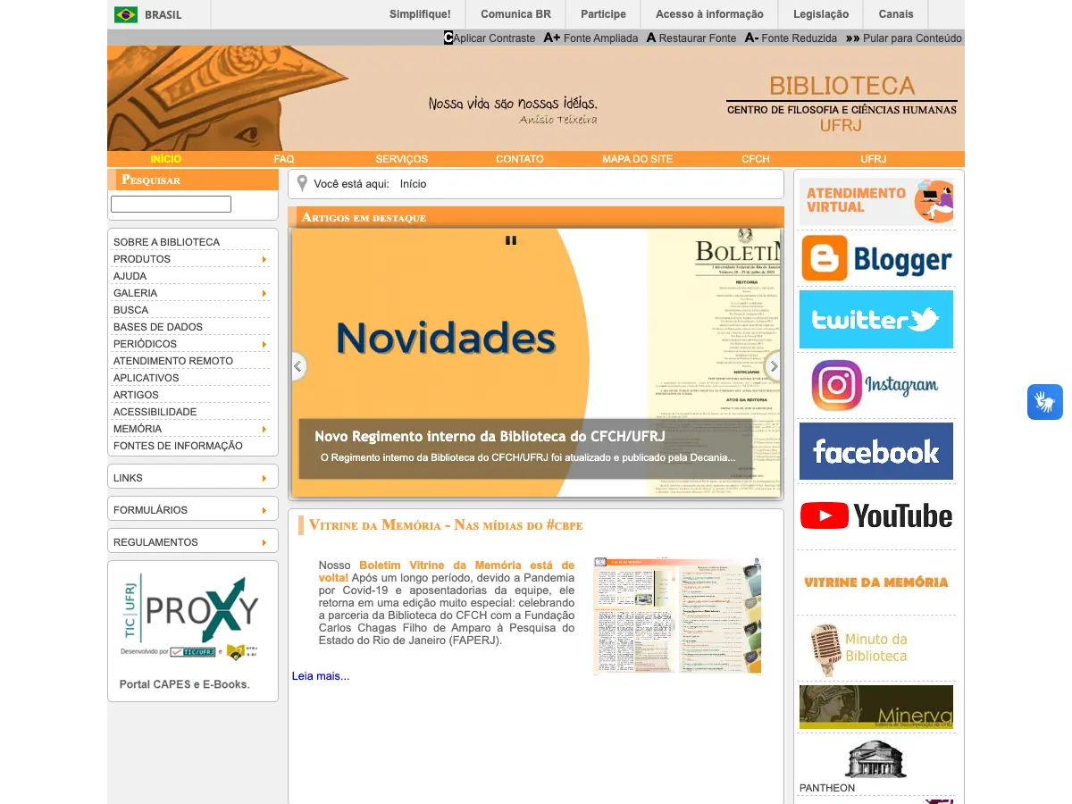 Biblioteca do CFCH's website