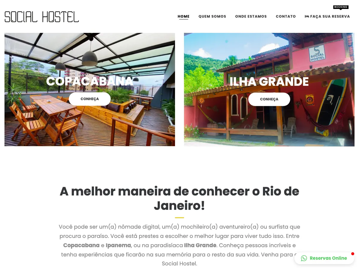Social Hostel's website