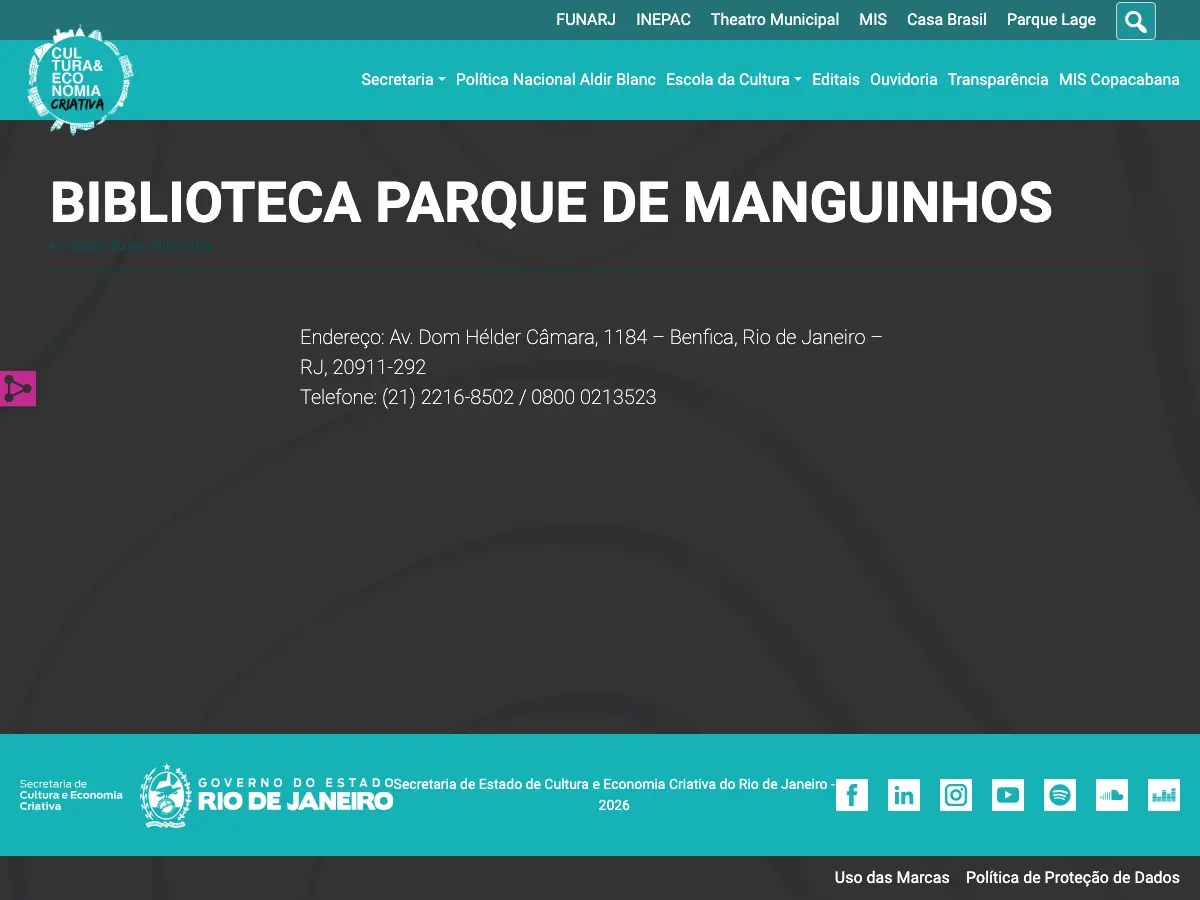 Biblioteca Parque de Manguinhos's website