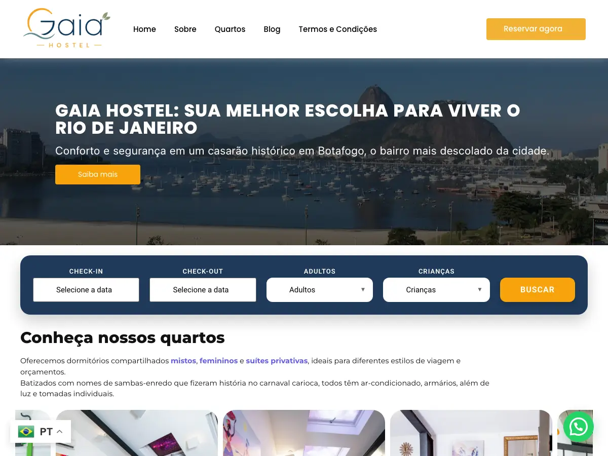 Gaia Hostel's website
