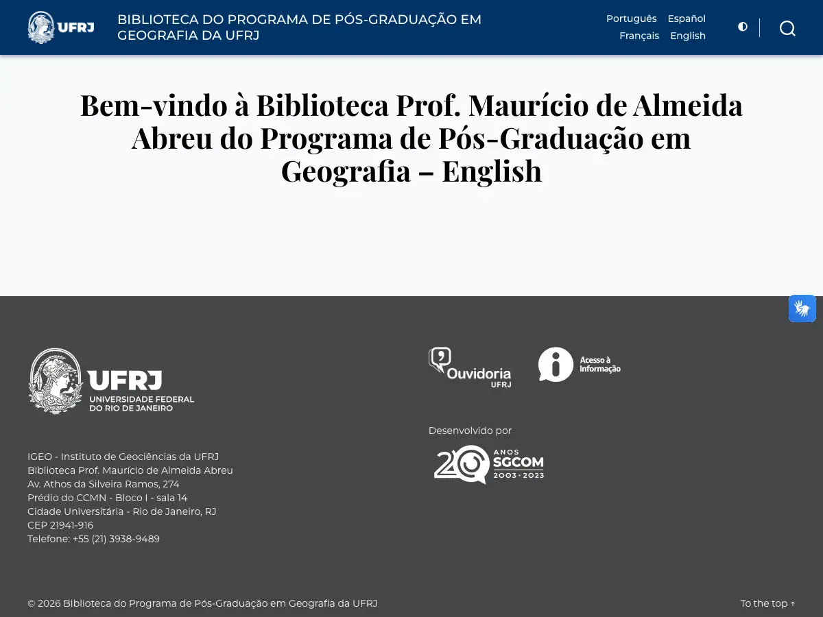 Biblioteca do PPGG - UFRJ's website