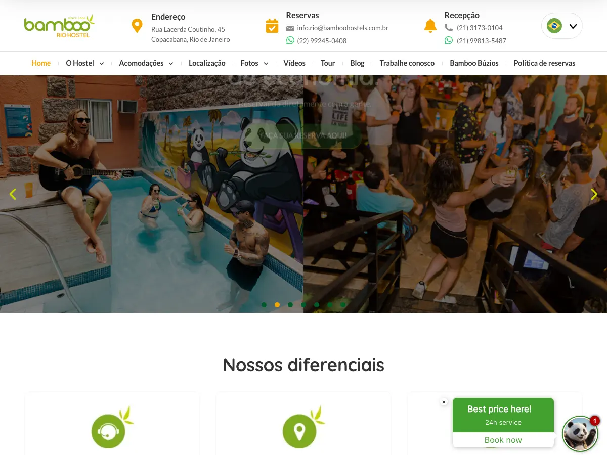 Bamboo Rio Hostel's website
