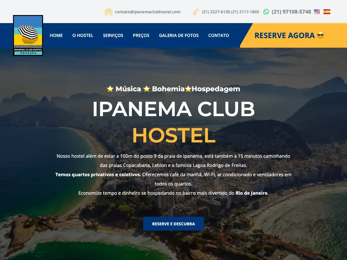 Ipanema Club Hostel's website