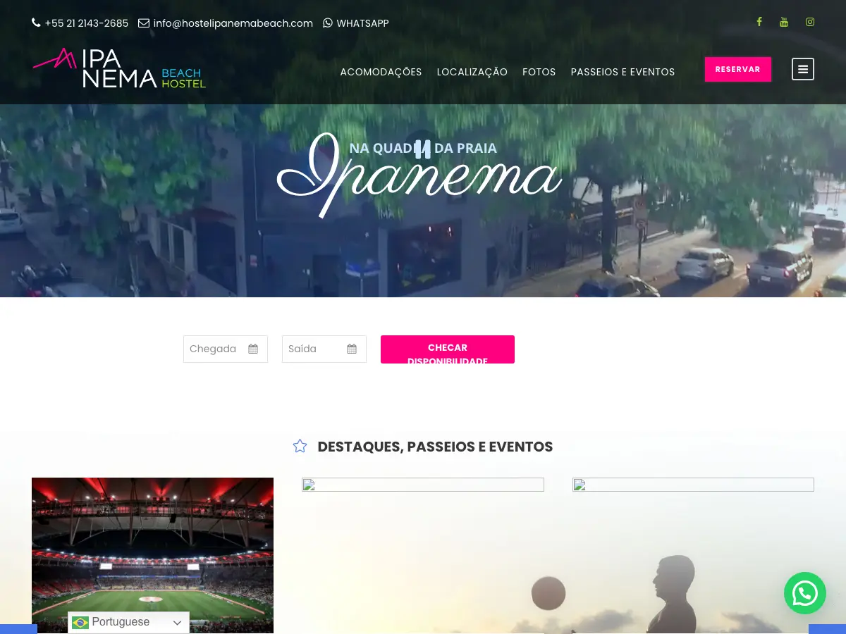 Ipanema Beach Hostel's website