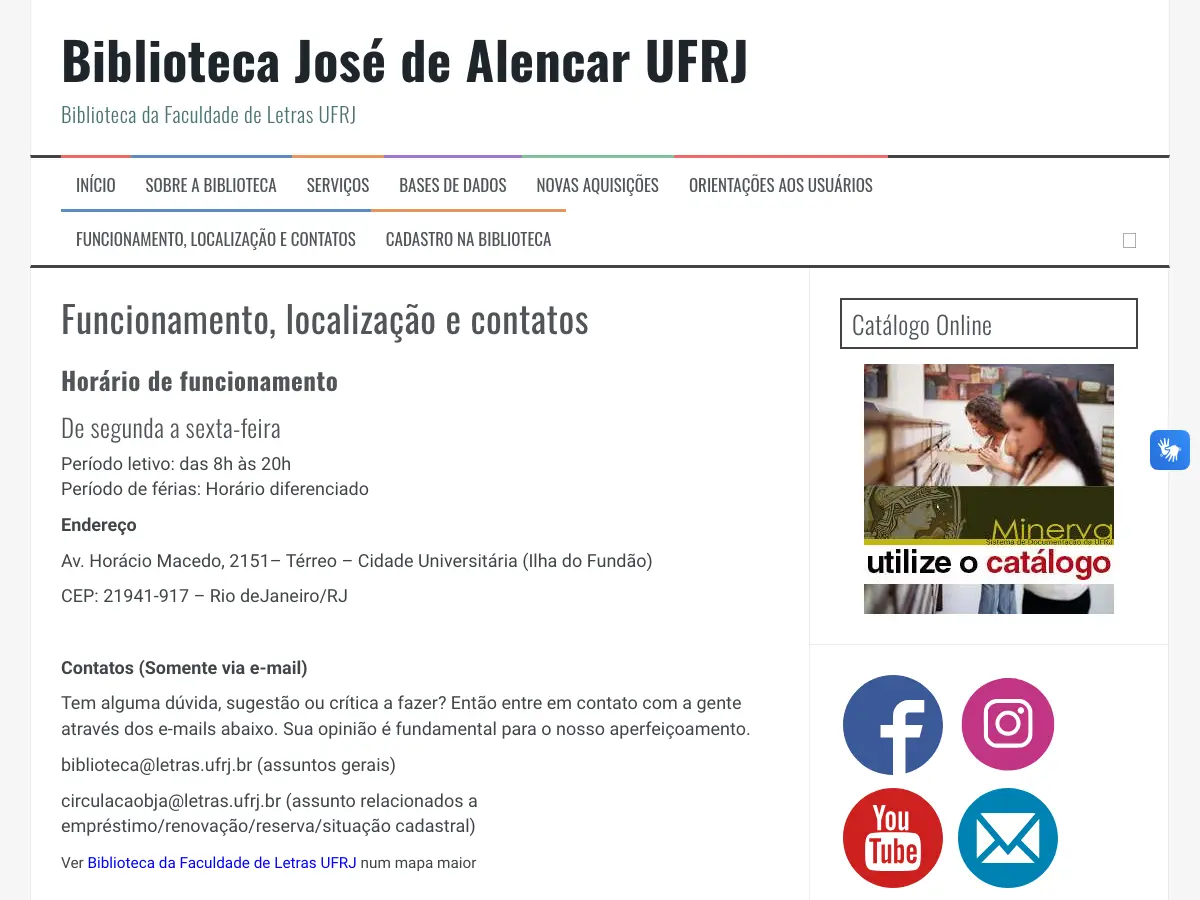 Biblioteca José de Alencar UFRJ's website