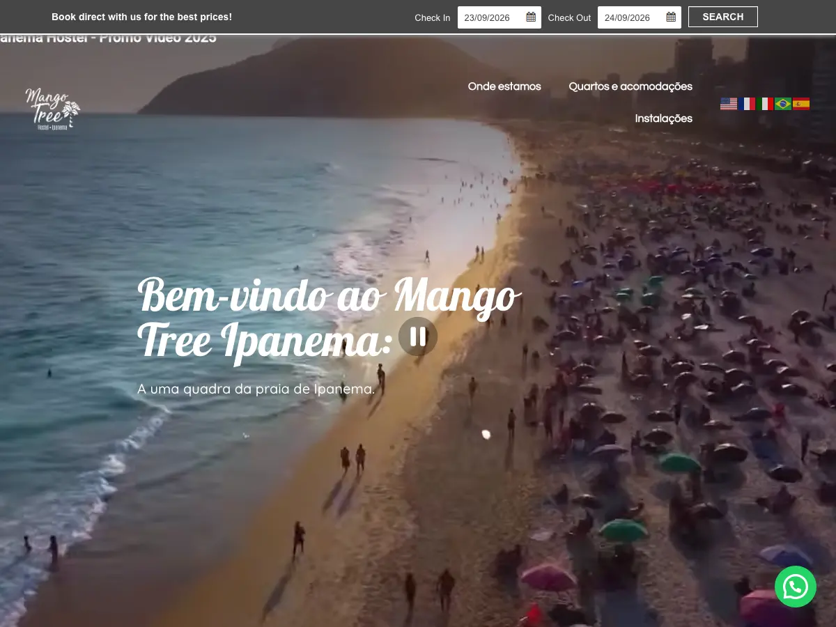 Mango Tree Hostel Ipanema's website
