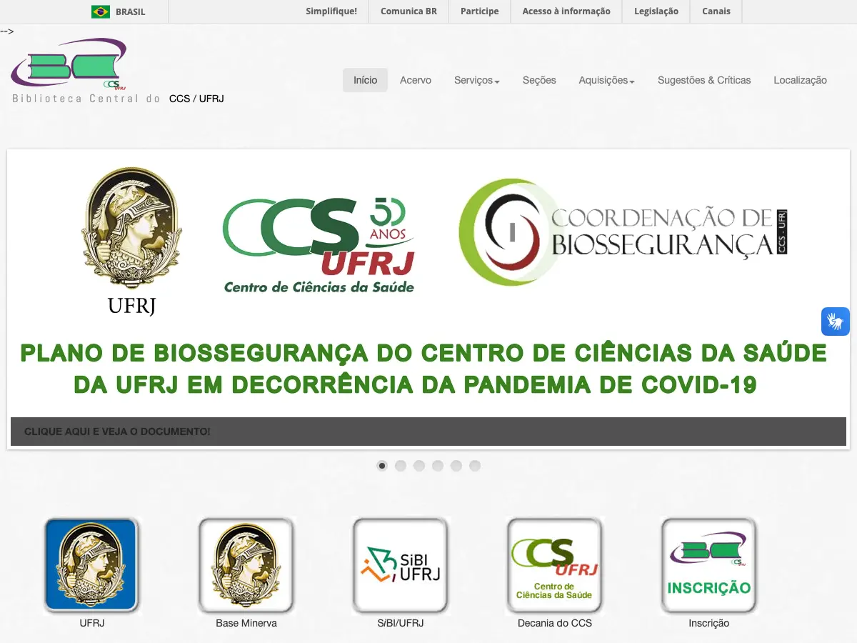Biblioteca Central do Centro de Ciências da Saúde da UFRJ's website