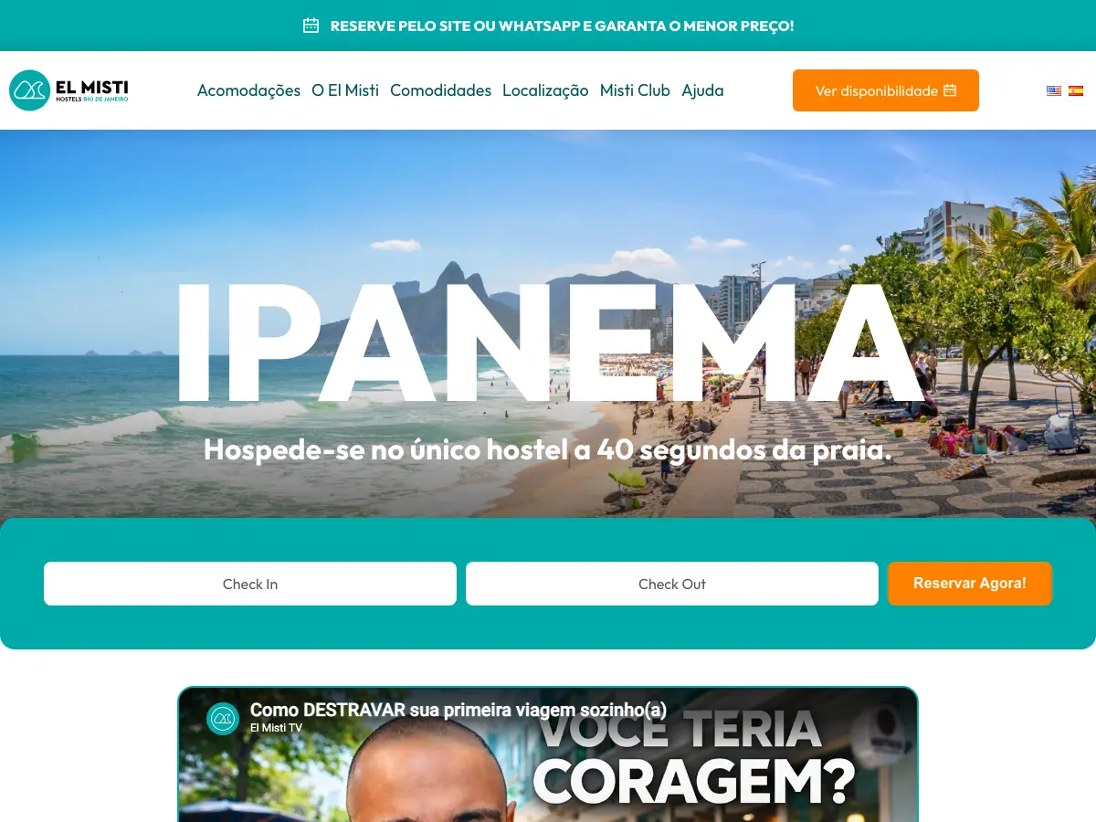 El Misti Hostel Ipanema's website