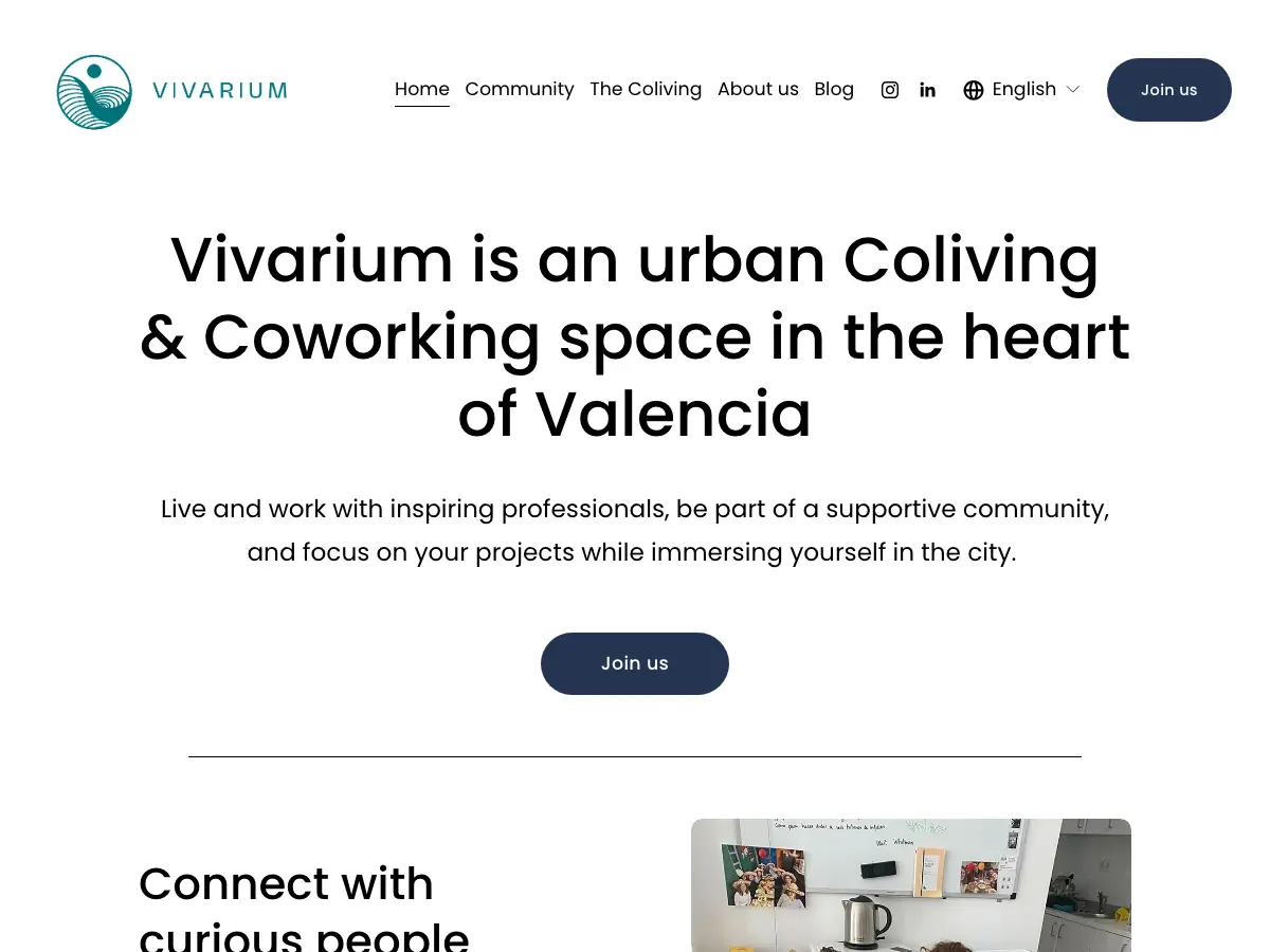 Vivarium | Coliving & Coworking's website