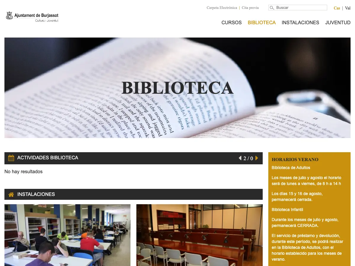 Biblioteca Pública d'Adults i Medioteca de Burjassot's website