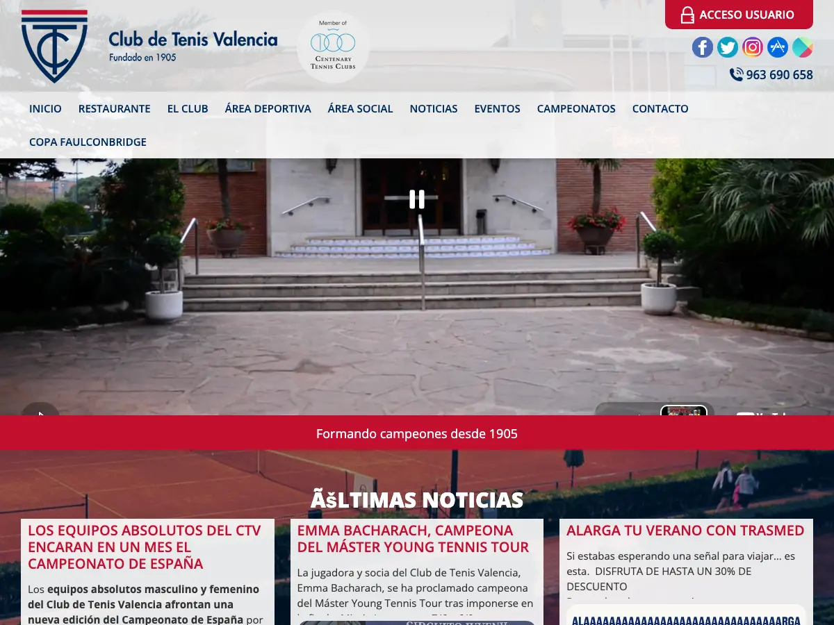Club de Tenis de Valencia's website