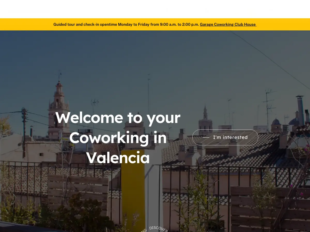 Garage Coworking's website