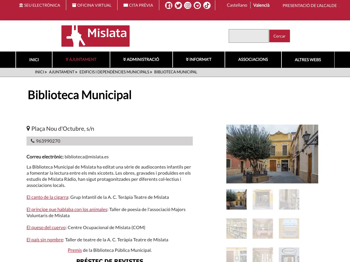 Biblioteca Municipal de Mislata's website