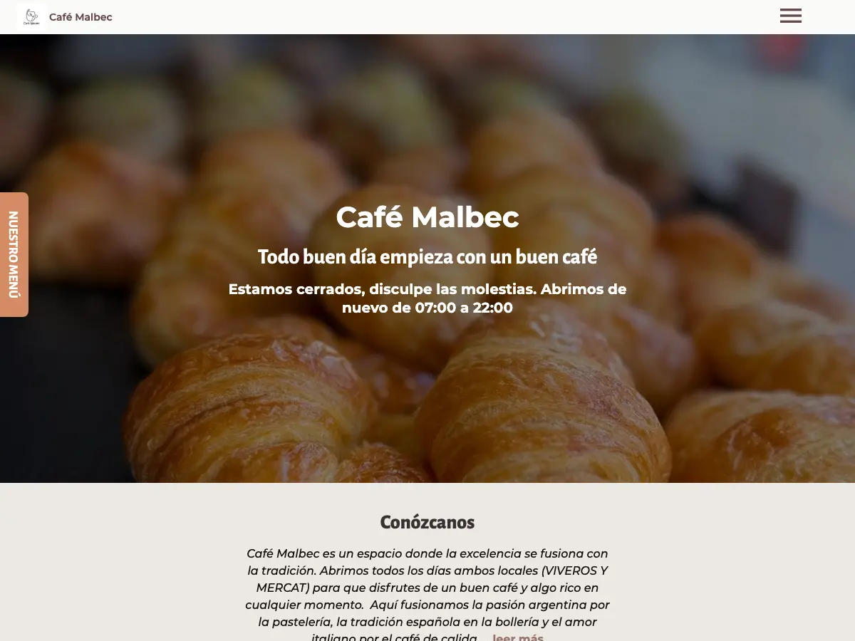 Malbec Cafe's website
