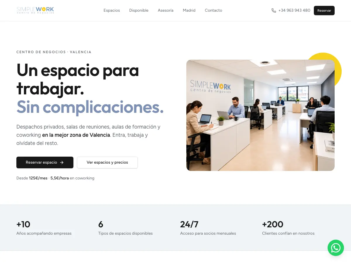 Simple Work Coworking's website