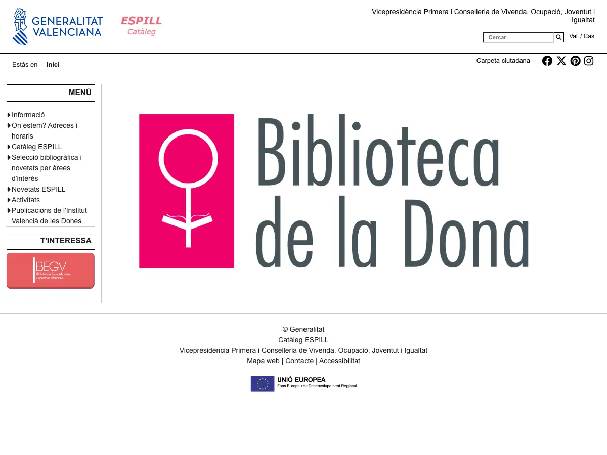 Biblioteca de la Dona's website